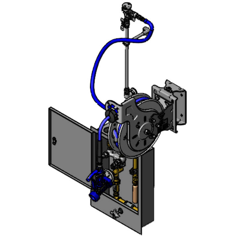 T&S Brass B-7132-U05WS5 SS Hose Reel Cabinet System - 35' Reel & Water Gun