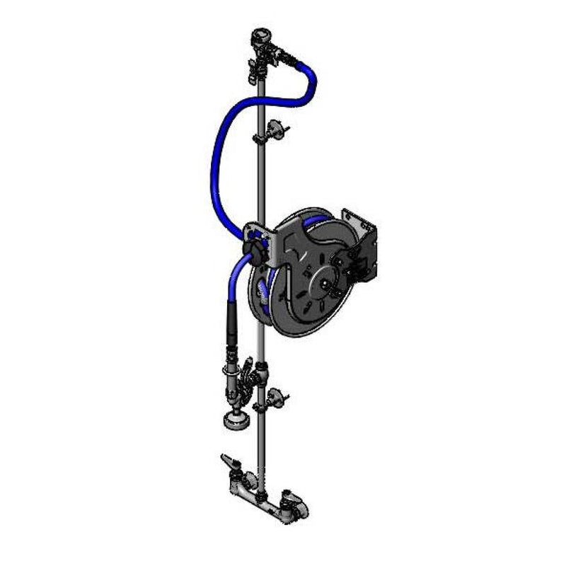 T&S Brass B-7132-U1MXS1C Open 35' SS Hose Reel System - Exposed Piping & Accessories
