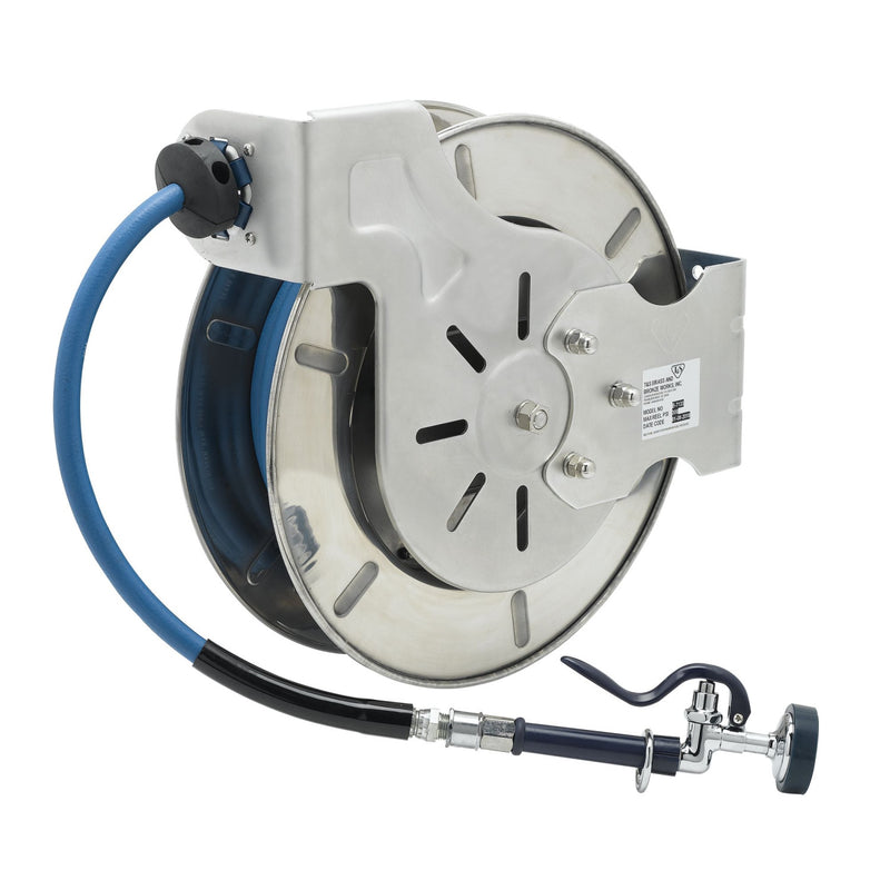 T&S Brass B-7133-01 Open SS Hose Reel - 1/2" x 35' w/ High-Flow Spray Valve