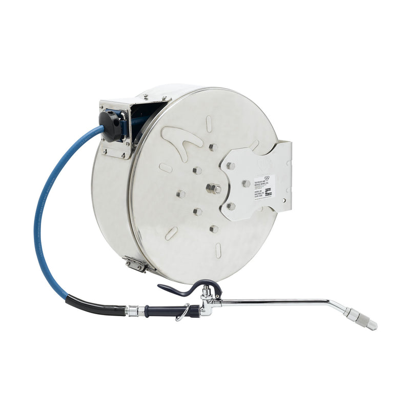 T&S Brass B-7142-C10 Enclosed SS Hose Reel - 50' Hose w/ Extended Spray Wand