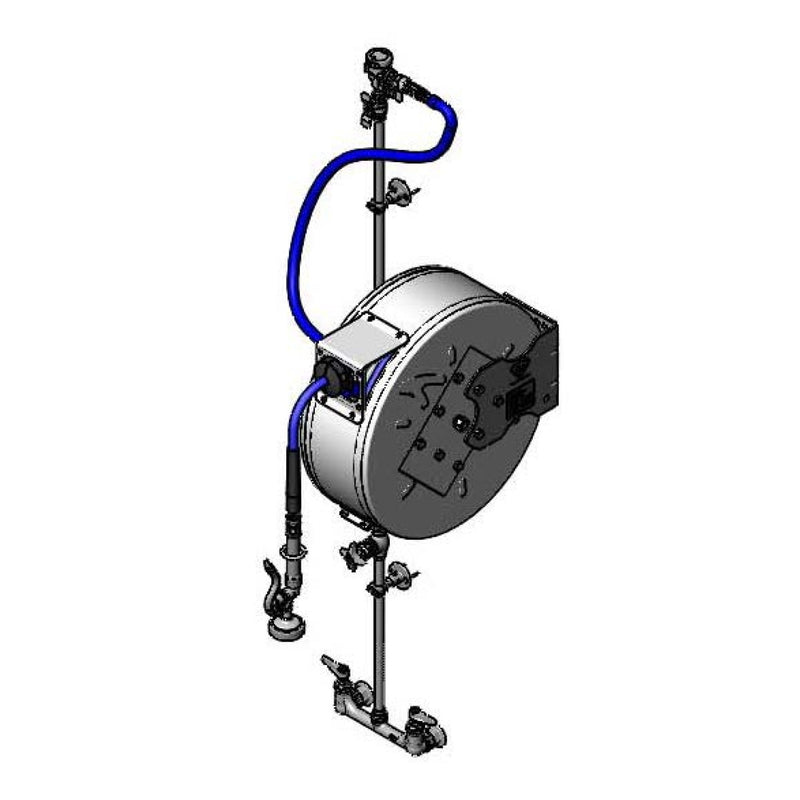 T&S Brass B-7142-C1MXS2E Closed 50' SS Hose Reel System - Exposed Piping & Accessories