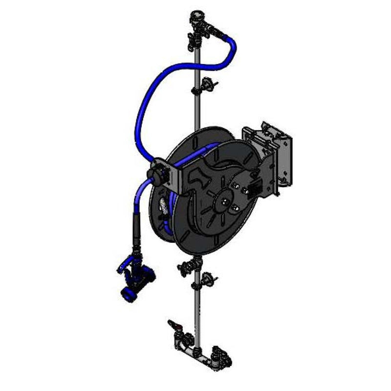 T&S Brass B-7142-U05WS1C Open 50' SS Hose Reel System - 8" Base Faucet & Ceramas