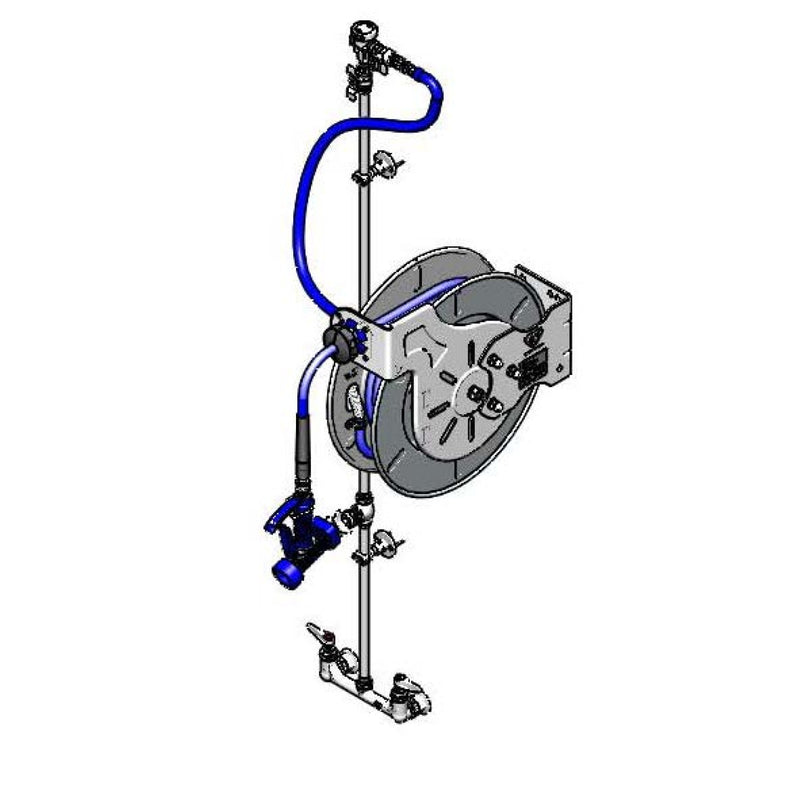 T&S Brass B-7142-U05XS1E Open 50' SS Hose Reel System - Exposed Piping & MV Gun