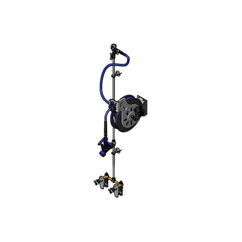 T&S Brass B-7232-U05XS6E Hose Reel System - 35' Open Reel, 8" Faucet & Front Trigger Gun