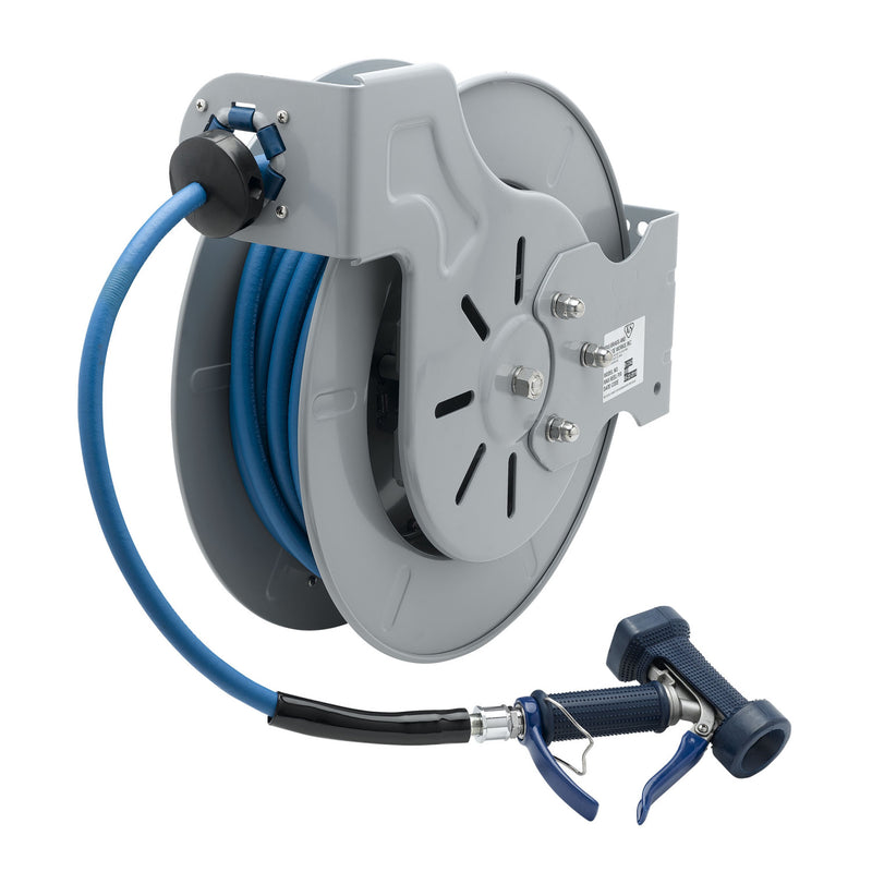 T&S Brass B-7242-05 Open 50' Hose Reel Station - Front Trigger Water Gun