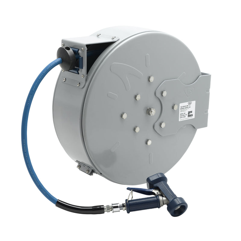 T&S Brass B-7242-C02 Enclosed 50' Hose Reel Station - Rear Trigger Water Gun