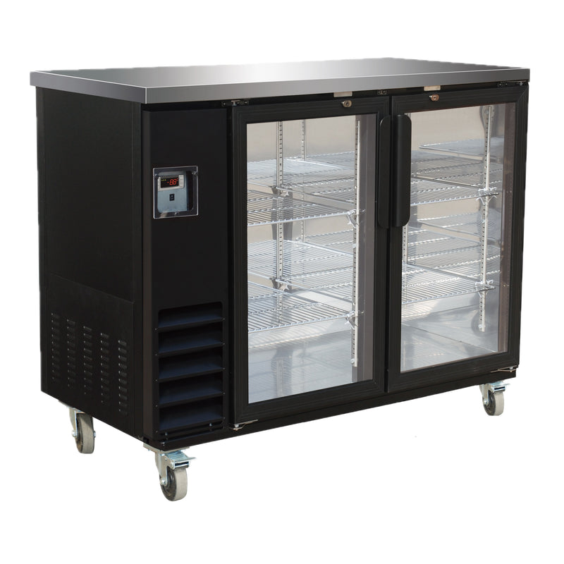 Serv-Ware 49" 2-Door Glass Back Bar Cooler - Commercial Beer Refrigerator