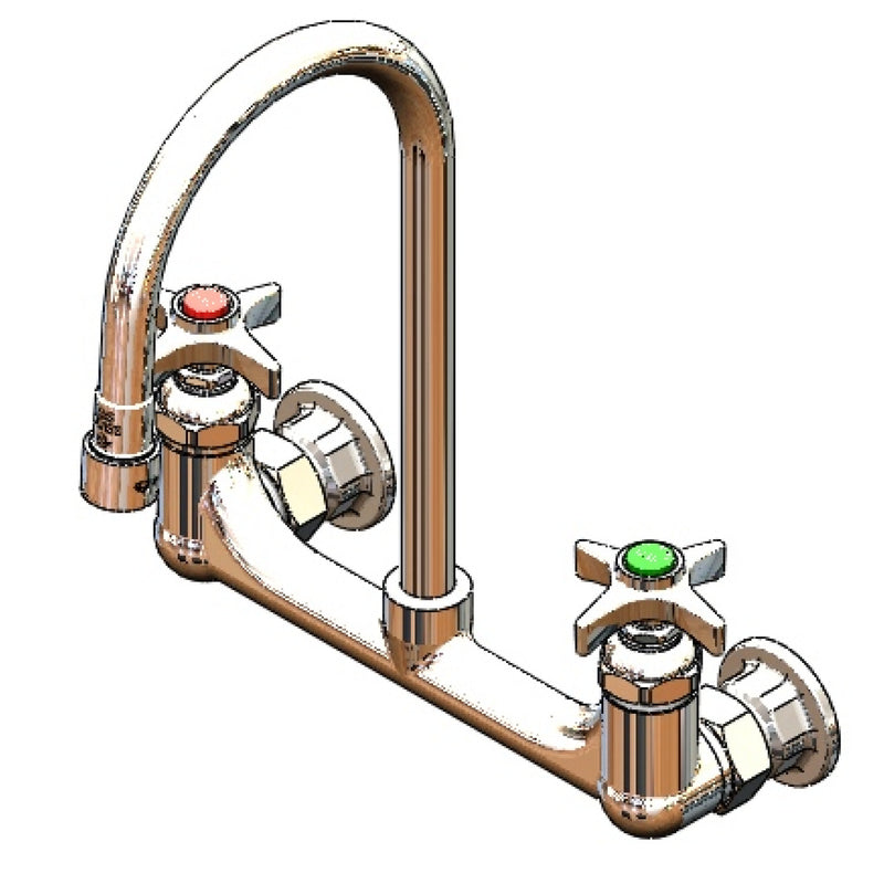 T&S Brass BL-2012-01 8" Wall Mount Lab Mixing Faucet - Rigid Gooseneck & 2.2 GPM VR