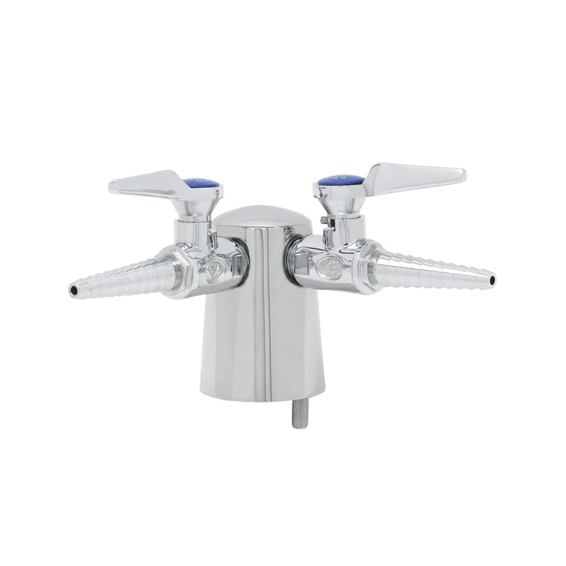T&S Brass BL-4203-0 Tapered Lab Turret - Dual 90° Hose Cocks & VR Mounting Pin