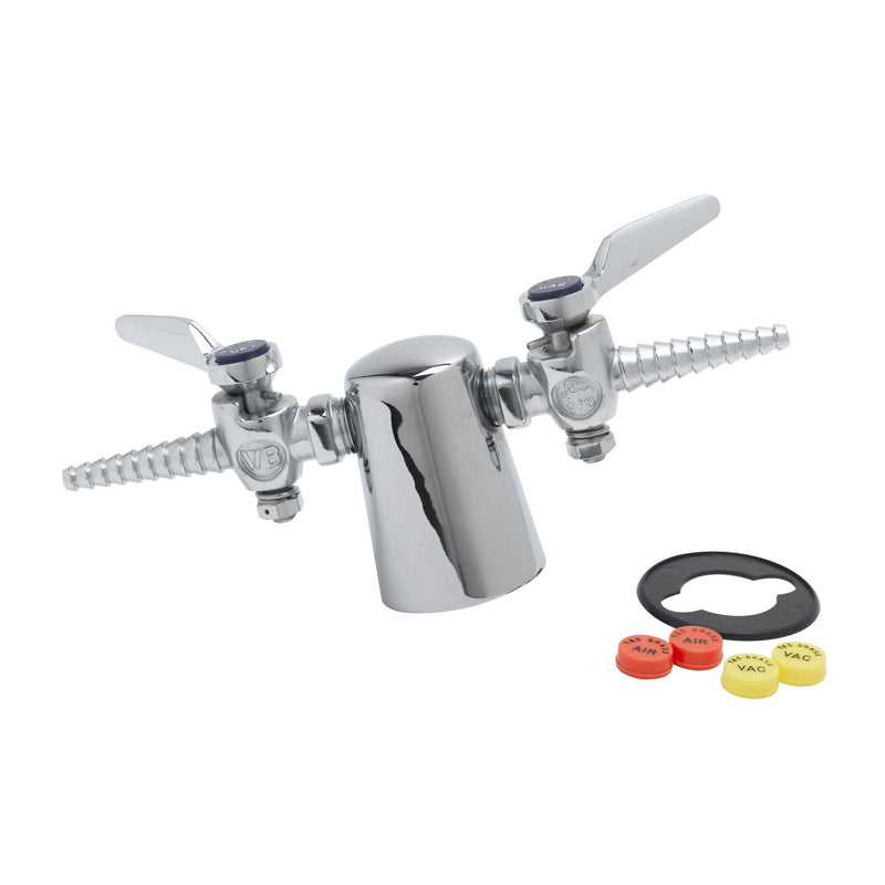 T&S Brass BL-4203-02 Tapered Lab Turret - Dual 180° Hose Cocks & VR Mounting Pin