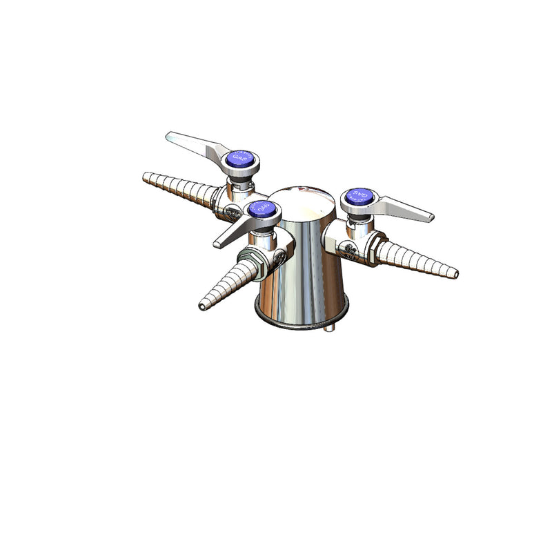 T&S Brass BL-4203-03 Tapered Lab Turret - Triple Hose Cocks & VR Mounting Pin