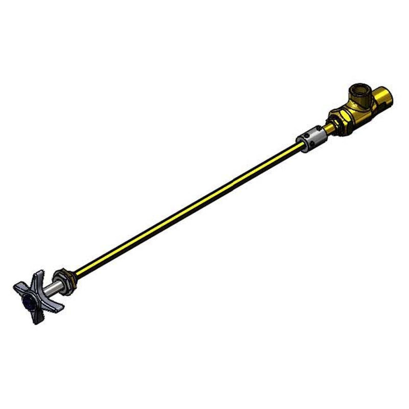 T&S Brass BL-4720-01MF Remote Control Gas Angle Stop - Metal Flange & 4-Arm Handle