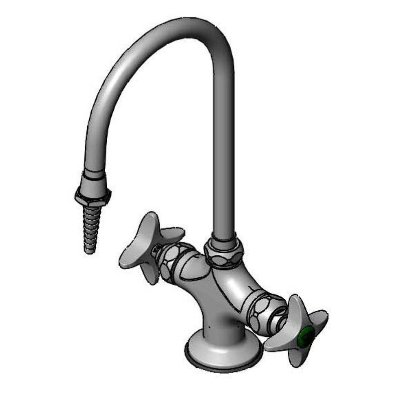 T&S Brass BL-5704-02 Lab Mixing Faucet - Swivel Gooseneck & Serrated Tip (Standard)