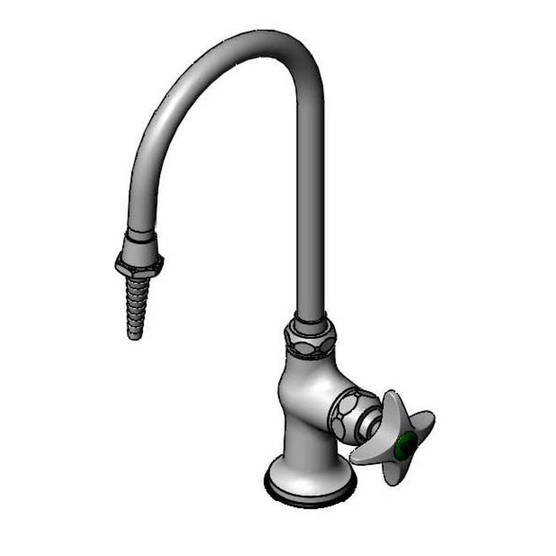 T&S Brass BL-5705-02 Single Temp Lab Faucet - Swivel Gooseneck & 4-Arm Handle