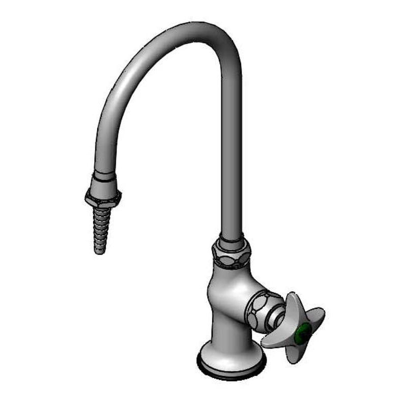 T&S Brass BL-5705-03 Single Temp Lab Faucet - Rigid/Swivel Gooseneck & 4-Arm Handle