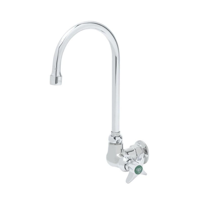 T&S Brass BL-5710-01A-TL Tin-Lined Lab Faucet - Wall Mount Single Temp Gooseneck 4-Arm