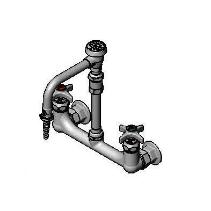 T&S Brass BL-5725-09 Lab 8" Wall Mount Mixing Faucet - Swivel VB Nozzle & 4-Arm Handles