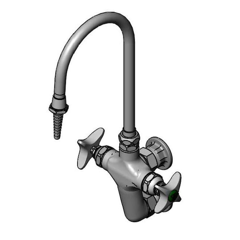 T&S Brass BL-5735-02 Lab Vertical Mixing Faucet - Swivel Gooseneck & 4-Arm Handles