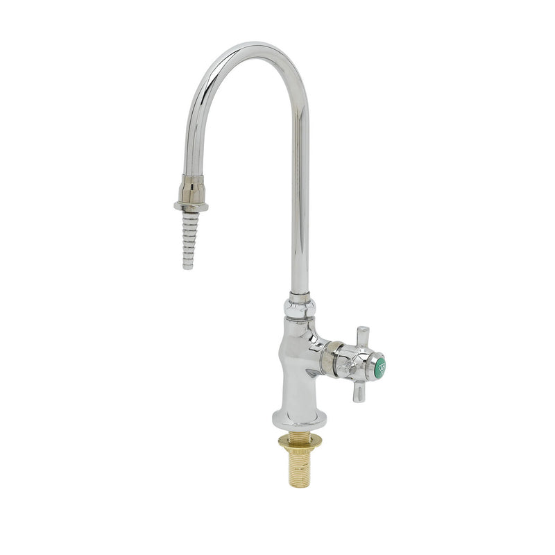 T&S Brass BL-5850-01 Lab Faucet: Single Temp Swivel Gooseneck - Fast Self-Closing Handle