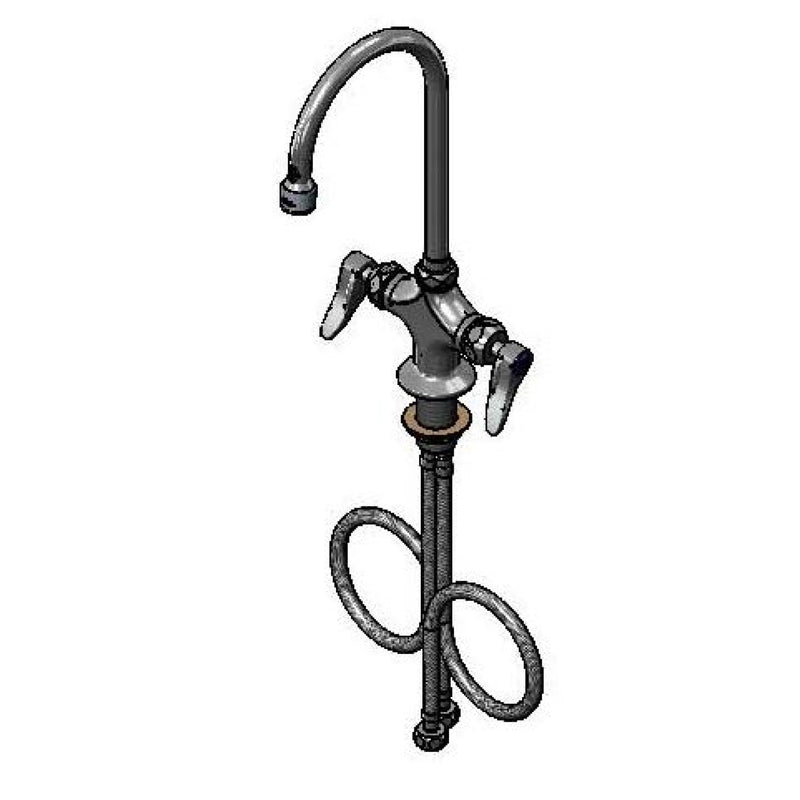 T&S Brass BP-0300-CR-VF05 Double Pantry Faucet - Single Hole, Swivel Gooseneck & 0.5 GPM VR Spray