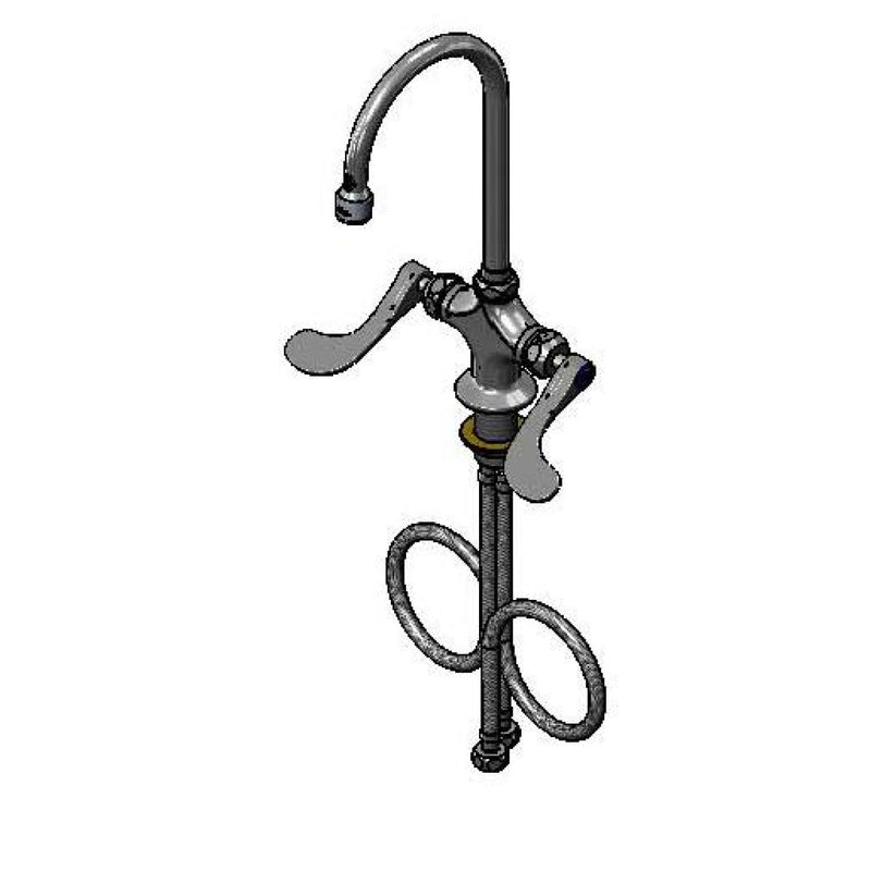 T&S Brass BP-0300-CR4VF05 Double Pantry Faucet - Single Hole, 4" Wrist Handles & 0.5 GPM VR