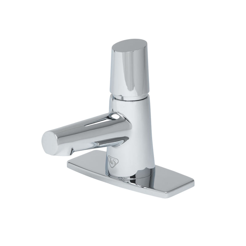 T&S Brass BP-0723-4DP LakeCrest Metering Lavatory Faucet - 4" Deck Plate & 0.5 GPM VR