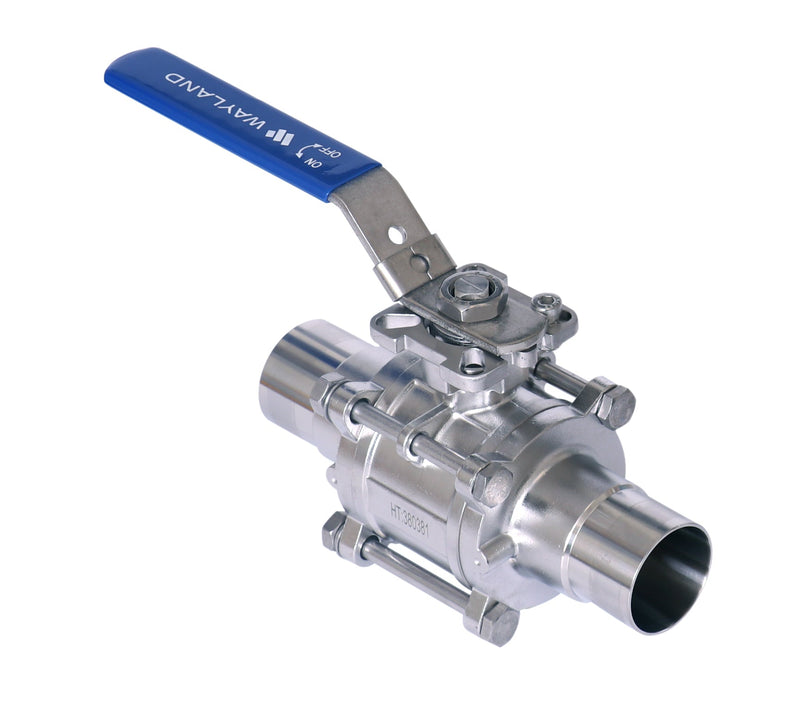 1" Extended Butt-Weld 3PC Encapsulated 2-Way Ball Valve - PTFE (BVBWE) - T316L Stainless Steel - Wayland Industries - W6BVEBWE-P-1