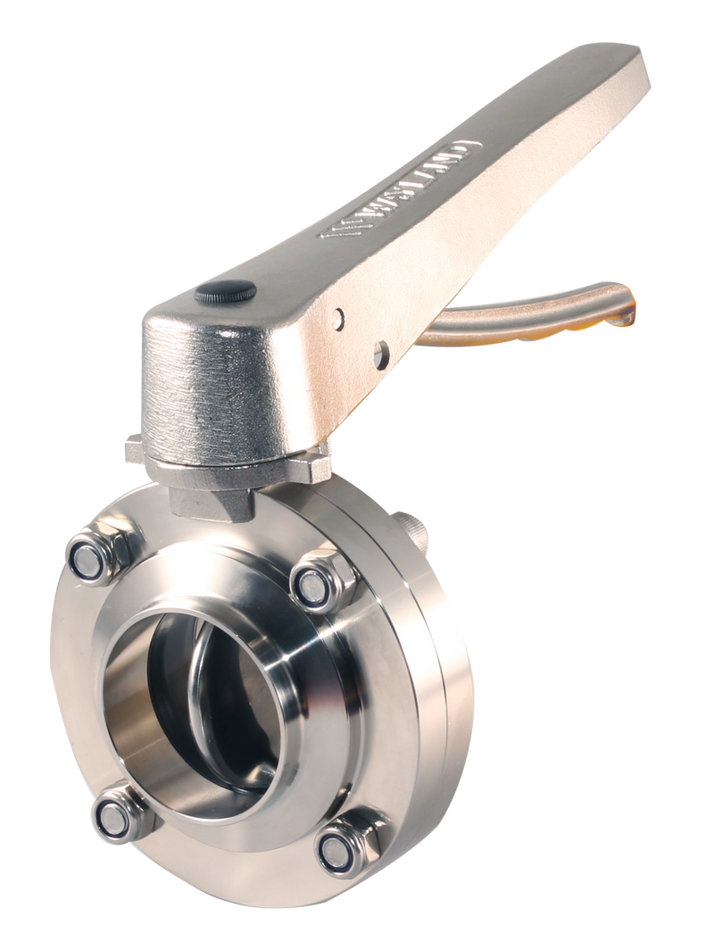 1.5" Butt-Weld Butterfly Valve Stainless Trigger Handle - VITON (BFVBW-TS) - T316L Stainless Steel - Wayland Industries - W6BFVBW-V-15-TS