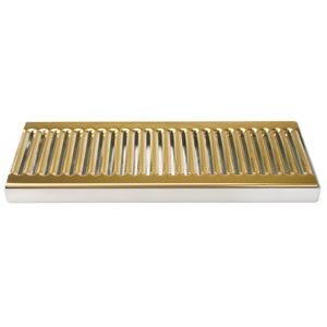 Micro Matic DP-120DSSPVD 12" Surface Mount Drip Tray - Stainless Steel with PVD Brass Screen