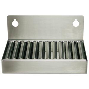 Micro Matic DP-6X4 6 Inch Refrigerator Drip Tray Trough Wall Mount Stainless Steel with Keyholes