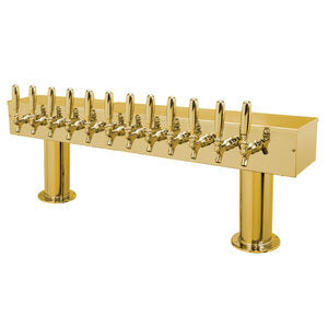 Micro Matic DPT412PVD-3 36 Inch Double Pedestal Draft Beer Tower Countertop Brass Finish