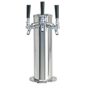 Micro Matic DS-143-PSS 4 Inch Diameter Draft Beer Tower Air Cooled Countertop Stainless Steel with Faucets