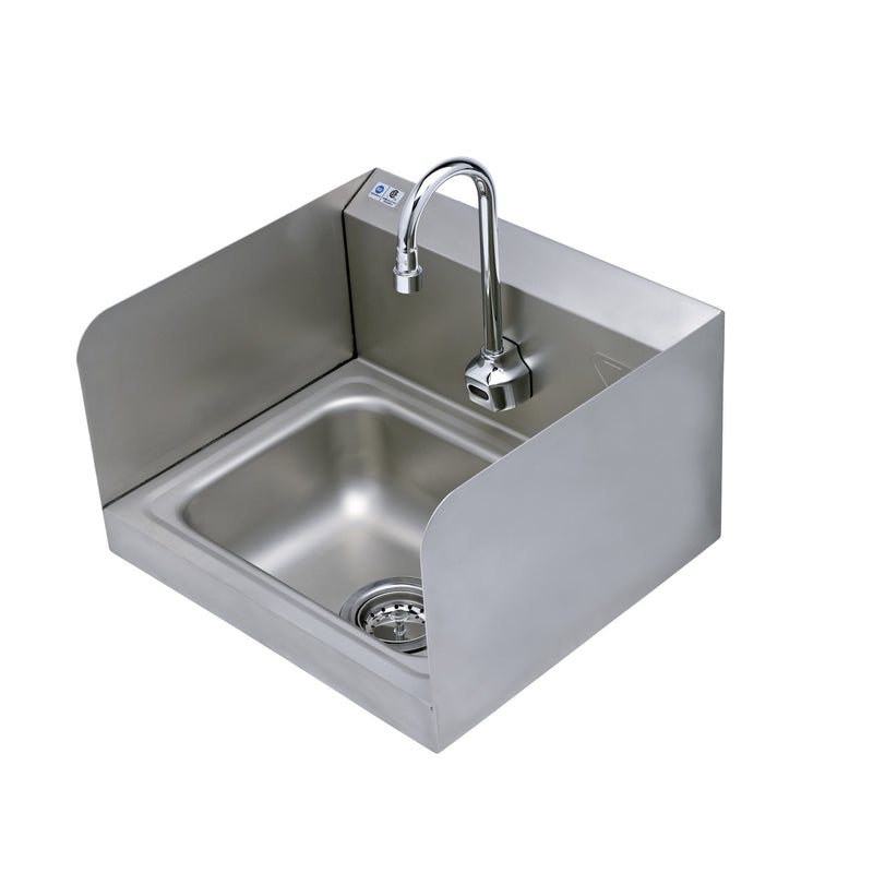 T&S Brass EC-3101-HG-1W-S Sink Package: Hand Wash Sink with Side Shields & EC-3101-HG Sensor Faucet