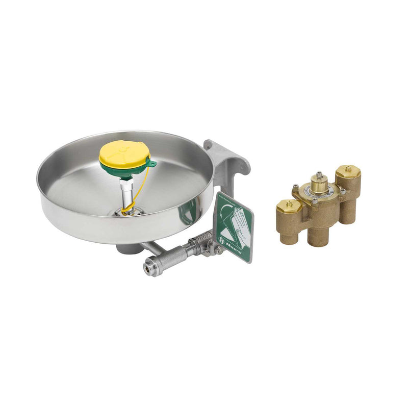 T&S Brass EW-7360B-TMV Wall Mount Eyewash Unit with Thermostatic Mixing Valve - Safety Irrigation