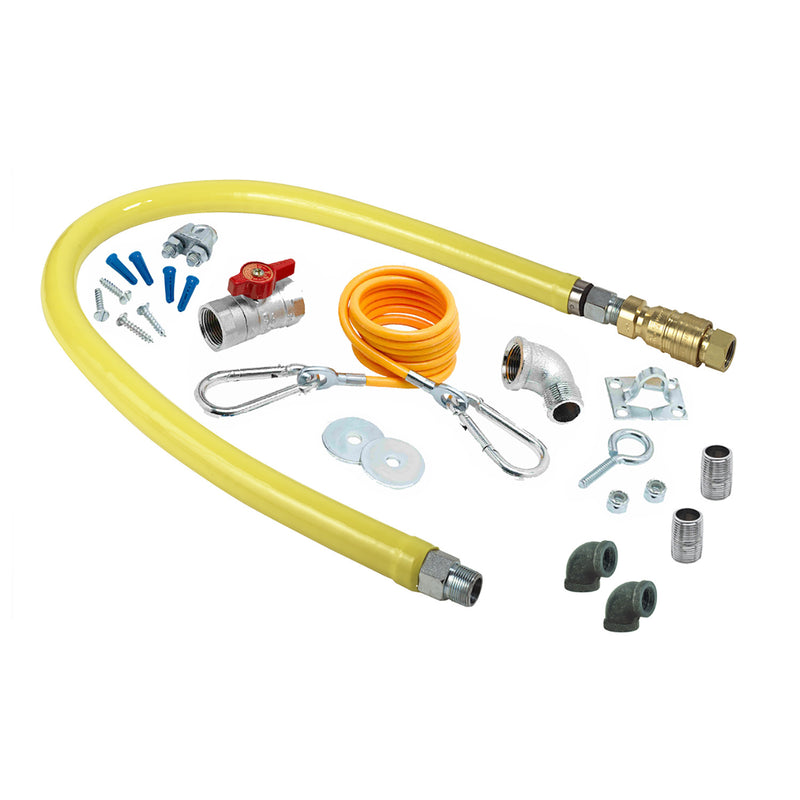 T&S Brass HG-4C-60K-FF 1/2" NPT x 60" L Gas Connector Kit - Female Quick Disconnect & Restraining Cable