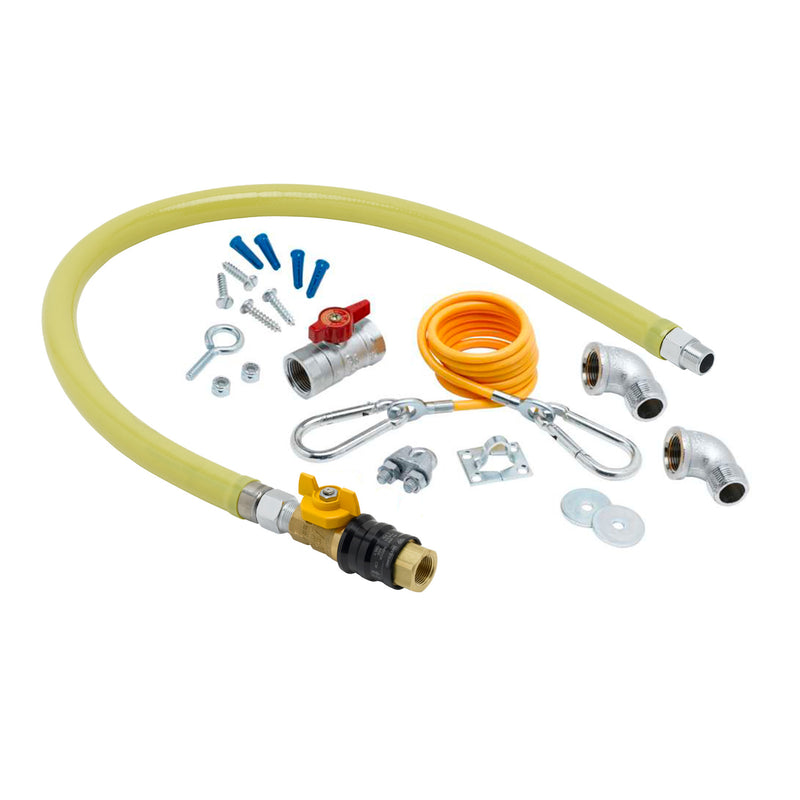 T&S Brass HG-4D-48G-K 3/4" NPT x 48" Gas Connector Hose - Quick Disconnect & Restraining Cable