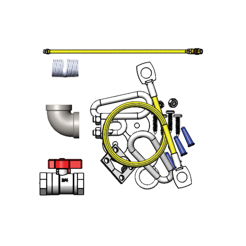 T&S Brass HG-4D-48SEL-FF 3/4" NPT x 48" L Gas Connector Kit - SwiveLink, Quick-Disconnect & FF Elbows