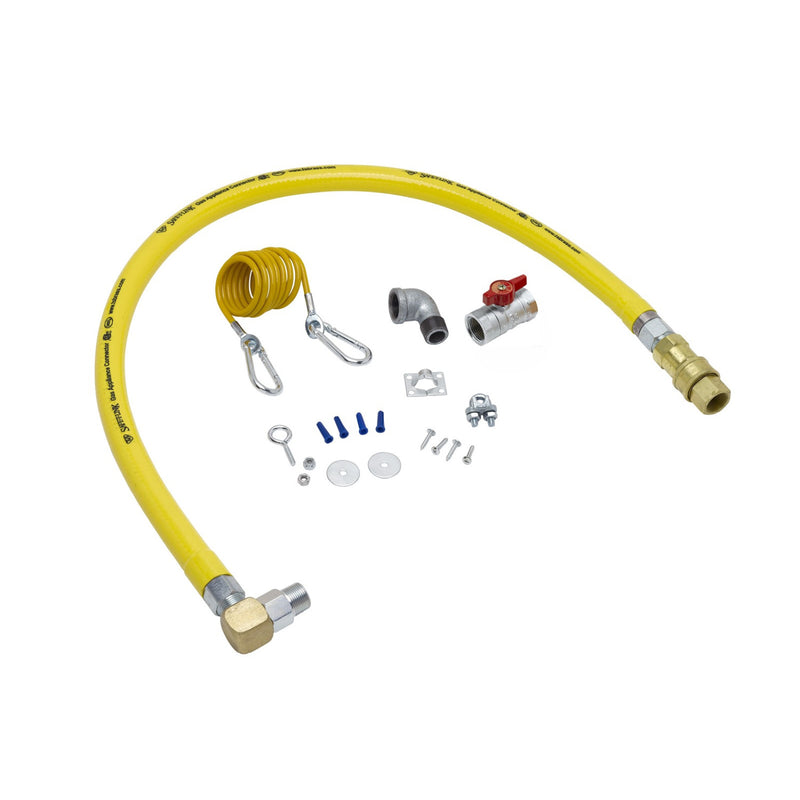 T&S Brass HG-4D-60SEL 3/4" NPT x 60" L Gas Connector Kit - SwiveLink, Quick-Disconnect & Ball Valve