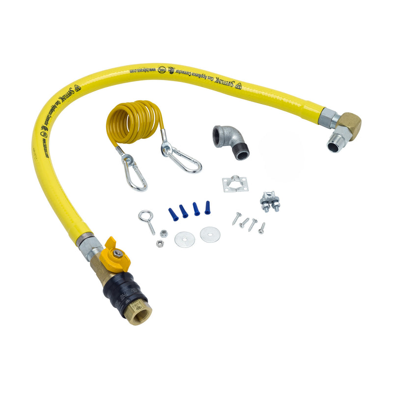 T&S Brass HG-4E-24G-SEL 1" NPT x 24" L Gas Connector Kit - Quick-Disconnect Valve (QDV), SwiveLink & Cable Kit