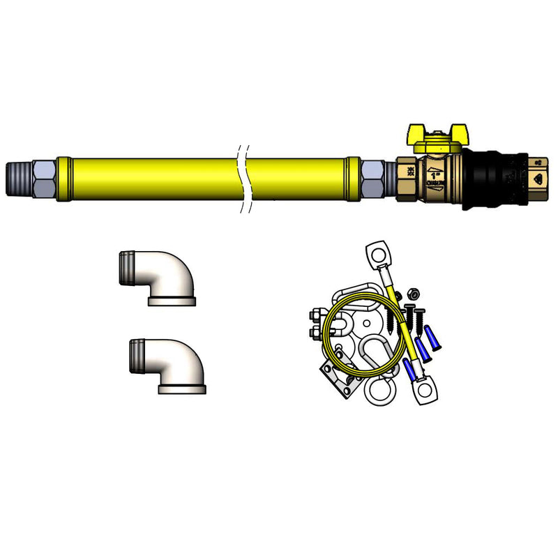 T&S Brass HG-4E-48G-K Gas Hose Kit - 48" w/ Restraint Cable