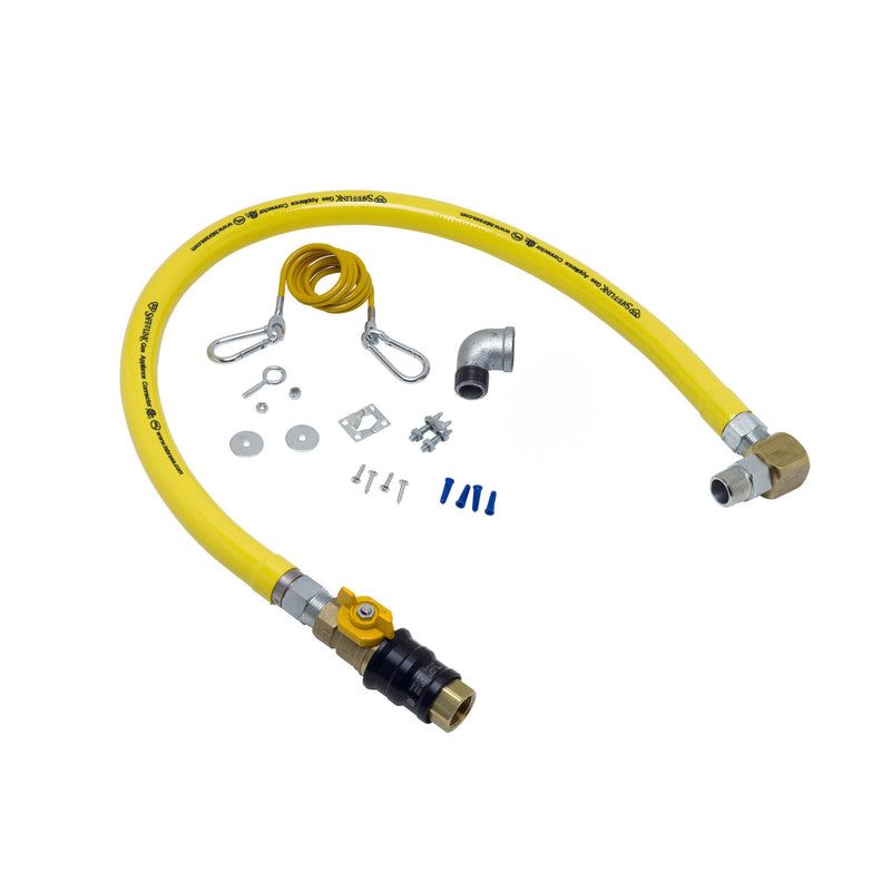 T&S Brass HG-4E-48G-SEL 1" NPT x 48" L Gas Connector Kit - Quick-Disconnect Valve (QDV), SwiveLink & Cable Kit