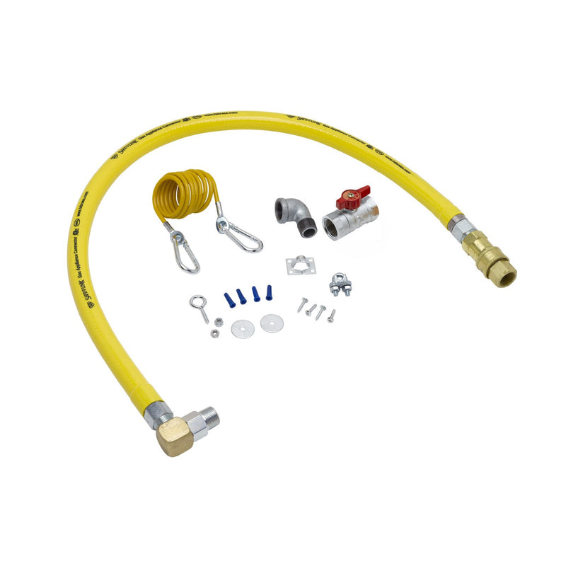 T&S Brass HG-4E-72SEL 1" NPT x 72" L Gas Connector Kit - SwiveLink, Quick-Disconnect, Ball Valve & Cable Kit