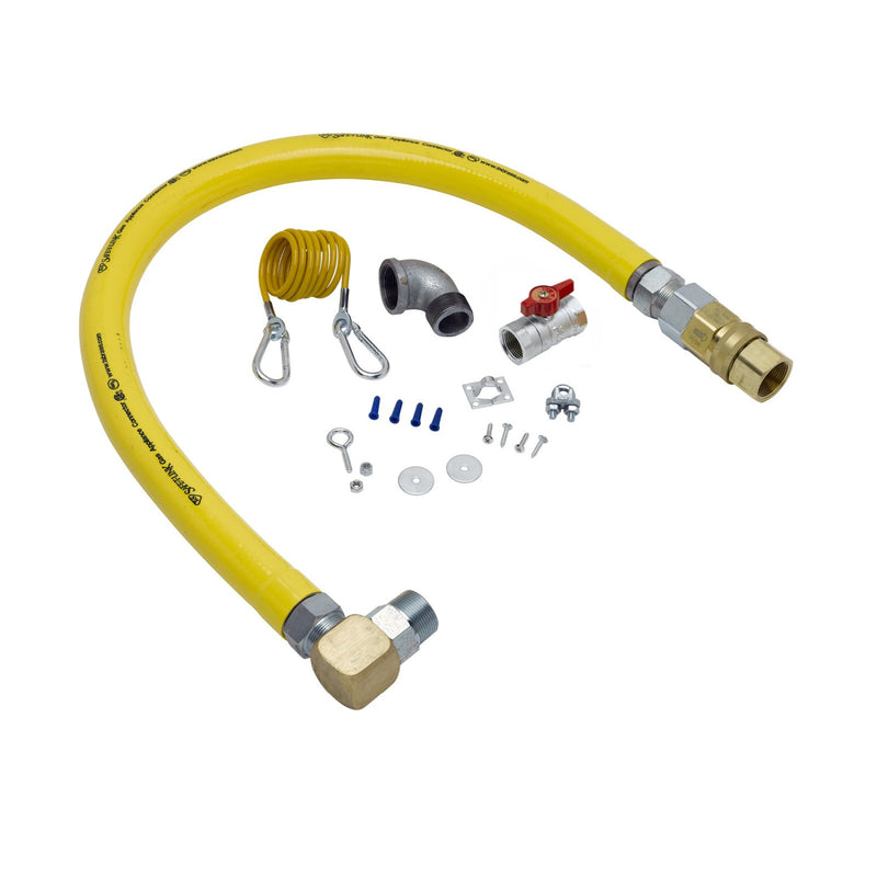 T&S Brass HG-4F-48SEL 1-1/4" NPT x 48" L Gas Connector Kit - SwiveLink, Quick-Disconnect, Ball Valve & Cable Kit