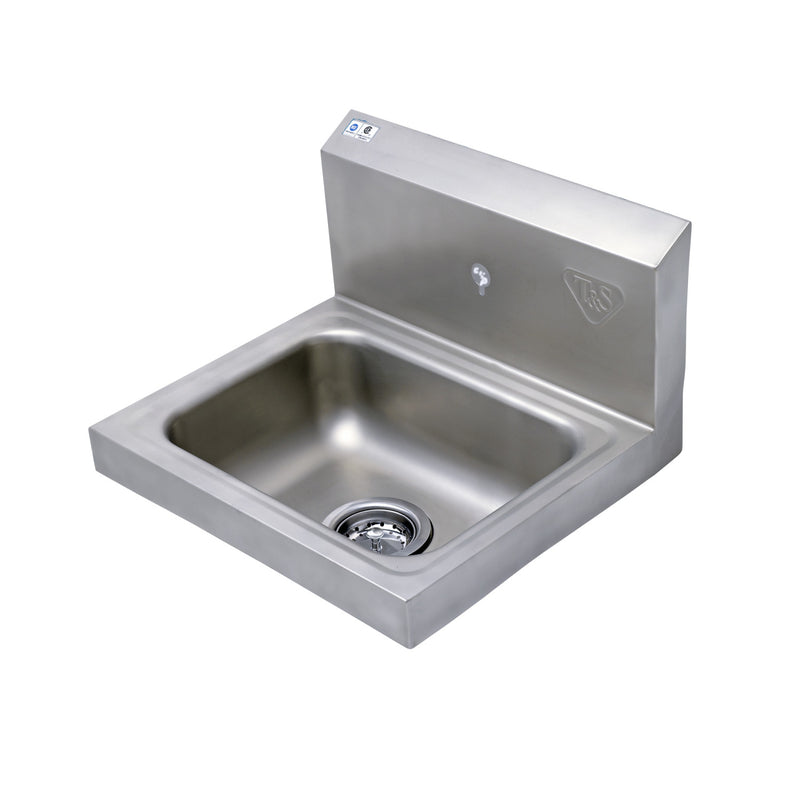 T&S Brass HS-1715-1W 17" x 15" Stainless Steel Hand Wash Sink - Single Hole Backsplash