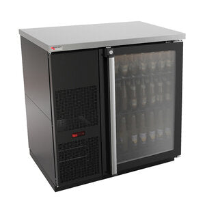 Micro Matic MBB36G-E 36-3/4 Inch Refrigerated Back Bar Cabinet 7.8 cu ft Electric with Hinged Glass Door Black Vinyl