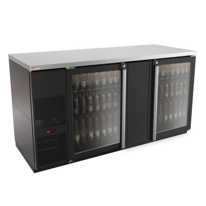 Micro Matic MBB68G-E 69 Inch Two-section Refrigerated Back Bar Cabinet with Glass Doors