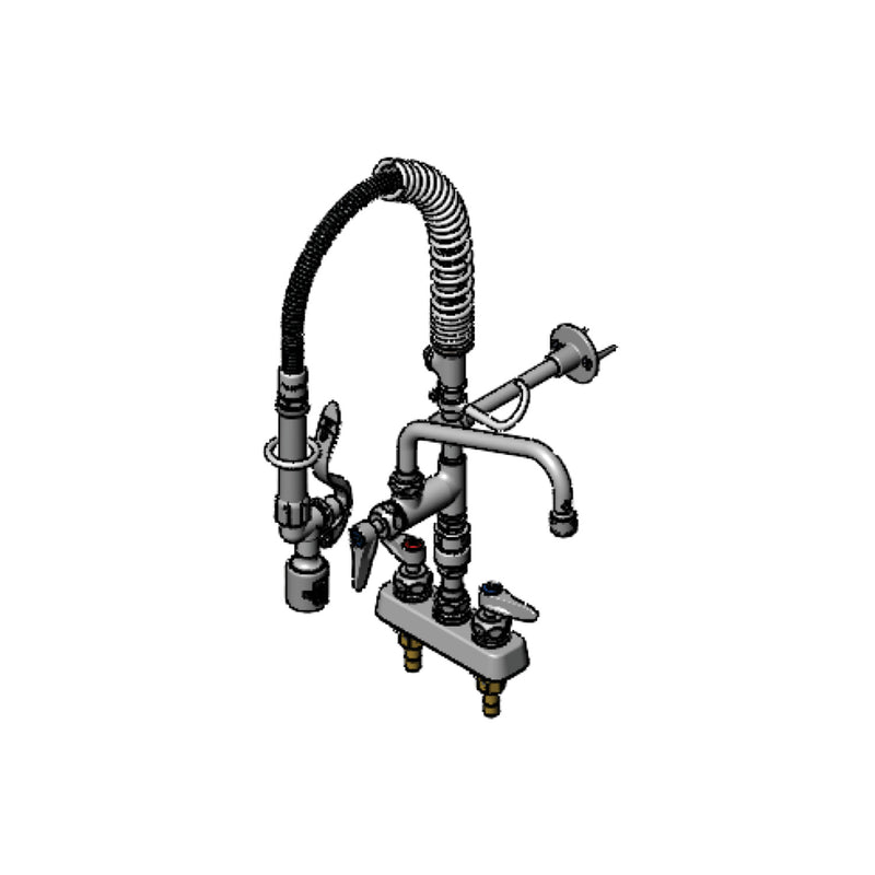 T&S Brass MPJ-4CLV-08-CRT 8" Swing Nozzle 4" Deck Mount Mini Pre-Rinse - Vacuum Breaker & Cerama