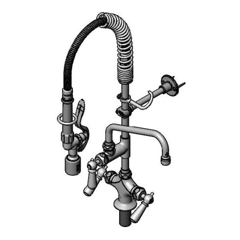 T&S Brass MPY-2DCN-08-CR 8" Swing Nozzle Single Hole Deck Mount Mini Pre-Rinse - Club Handles & Cerama