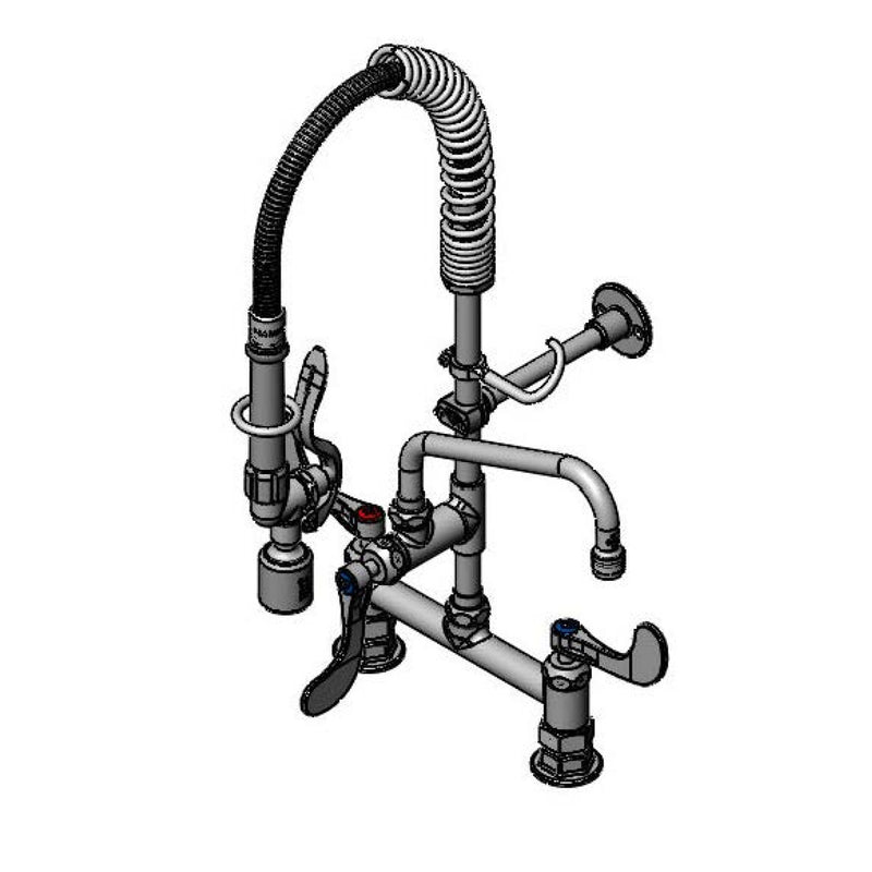 T&S Brass MPY-8DWN-08-CR 8" Swing Nozzle 8" Deck Mount Mini Pre-Rinse - Wrist Handles & Cerama