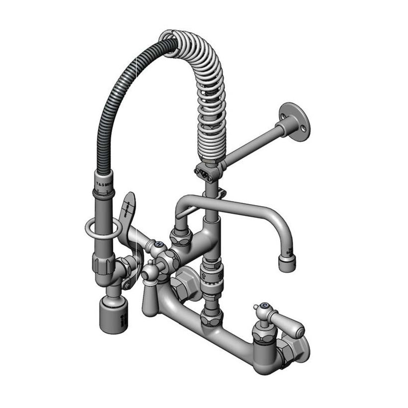 T&S Brass MPY-8WCV-08-CR 8" Swing Nozzle 8" Wall Mount Mini Pre-Rinse - Vacuum Breaker & Cerama